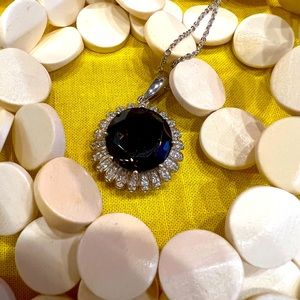 Brazilian Smoky Quartz and Natural White Zircon Halo
Pendant Necklace